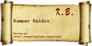Kamper Balázs névjegykártya
